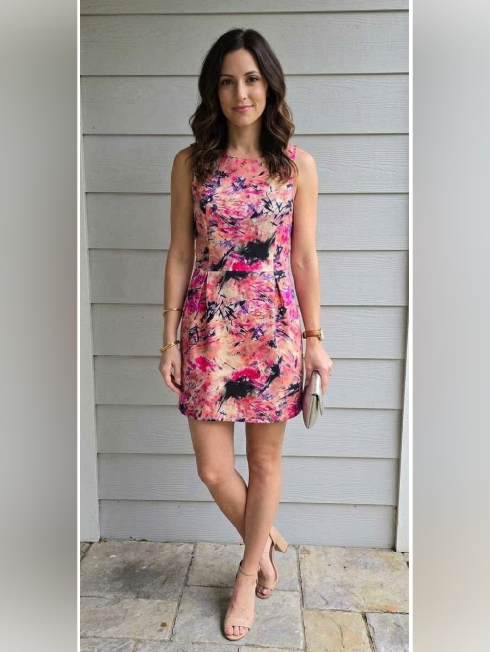 Charlies Pink and Black Abstract Sleeveless Mini Dress